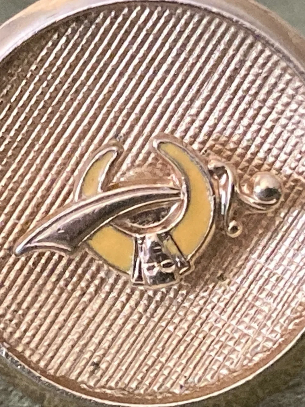 Vintage Anson Shriners Crescent & Scimitar Cufflinks – Gold Tone Engine Turned